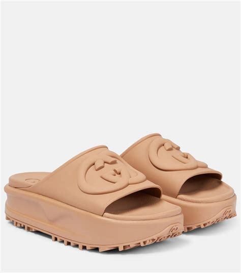 gucci rubber platform slides|gucci fluffy slides.